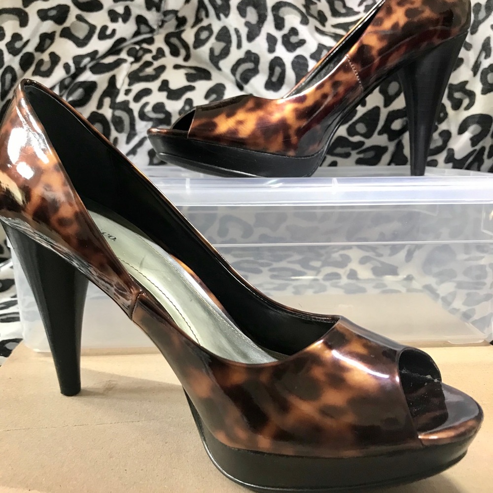 4” Leopard Print Heels With Peep-Toe - image 4